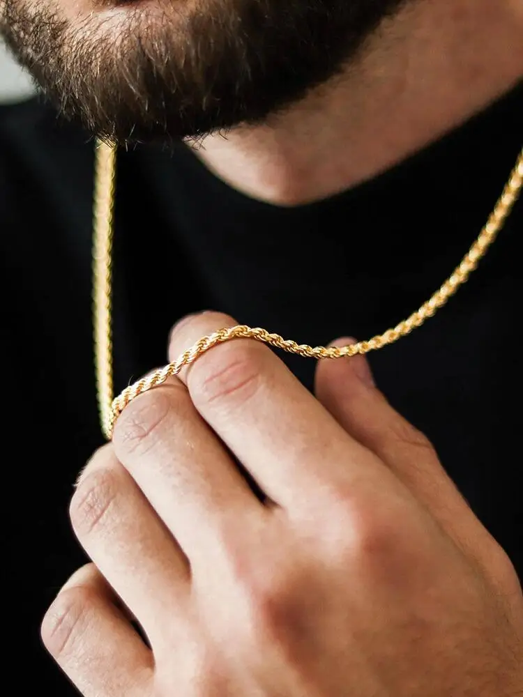 

Vct 4Mm/6Mm/8Mm/10Mm Rope Chain Bracelet and Necklace Set Unisex Pendant Necklace 14K Gold Plated Jewelry Wholesale Free Shipping