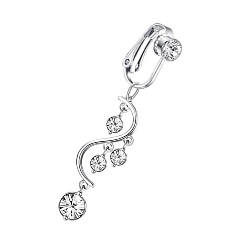 Rhinestone Belly Button Ring Non Piercing Body Jewelry Stainless Steel Navel Rings Perforation