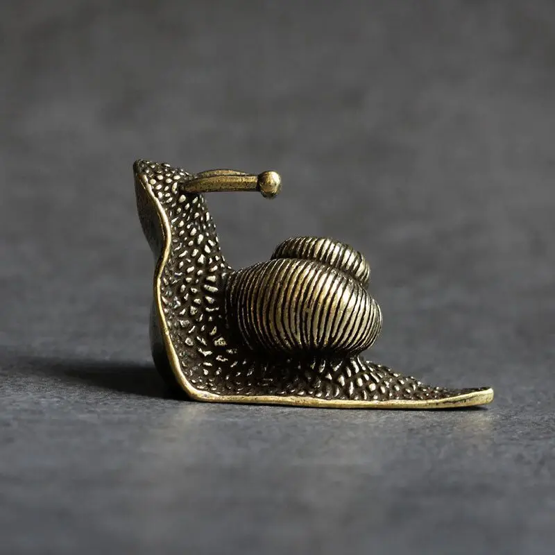 

Snail Small Ornament Solid Pure Brass Cute Desktop Tea Pet Handmade Retro Jewelry Crafts