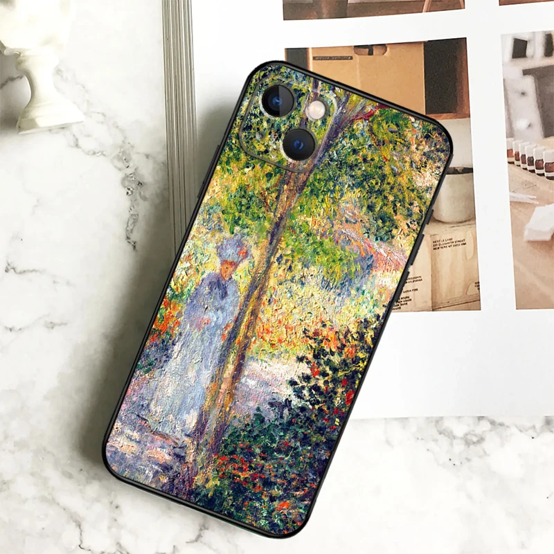 Claude Monet Garden Lotus Bridge Funda For iPhone 15 16 13 12 Mini 11 14 Pro Max 7 8 Plus X XR XS Max Phone Case