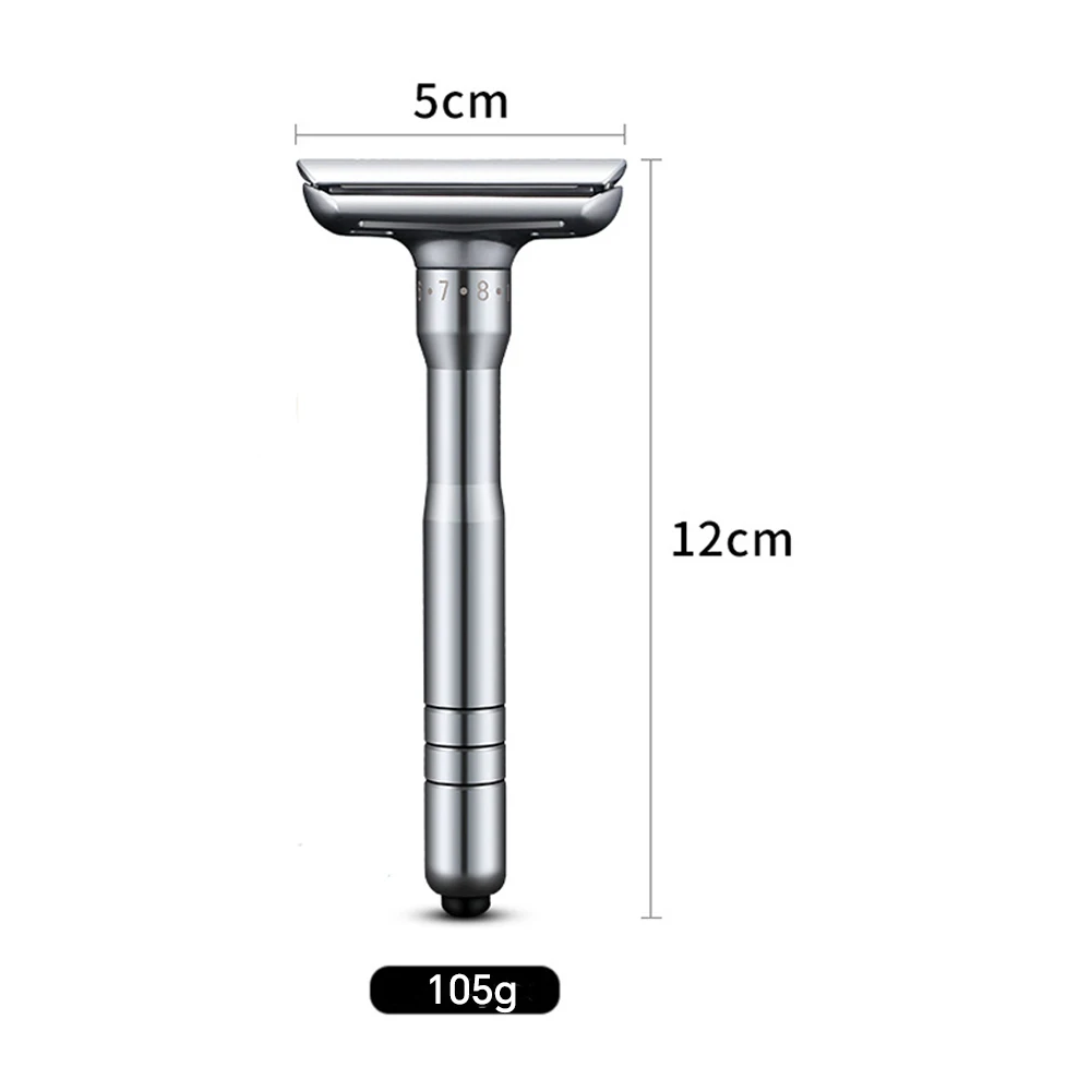 Whityle Adjustable Safety Razor Mens Shaving Double Edge Blade Classic Safe Shaver 1-8 Sharpness adjustment 1 Razor & 5 Blades