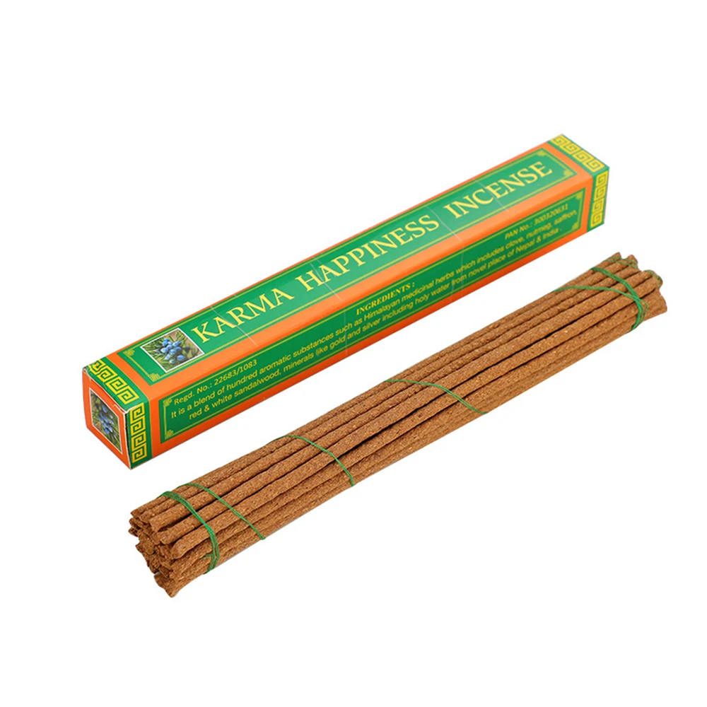 KARMA HAPPINESS incense, Handmade Tibetan incense stick for relaxing, Meditation, Purified air, Indoor fragrance incense, 1box