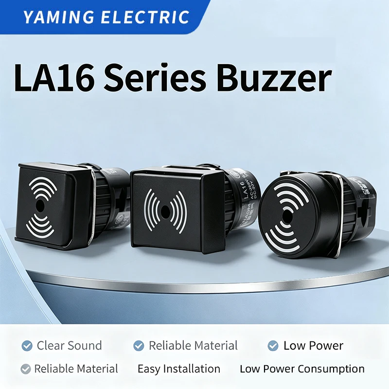 5pcs LA16 Buzzer Alarm 16mm Panel Mount Hole 12V 24V Black Round Square Rectangle Type LA42 Industrial Audible Warning Buzzer