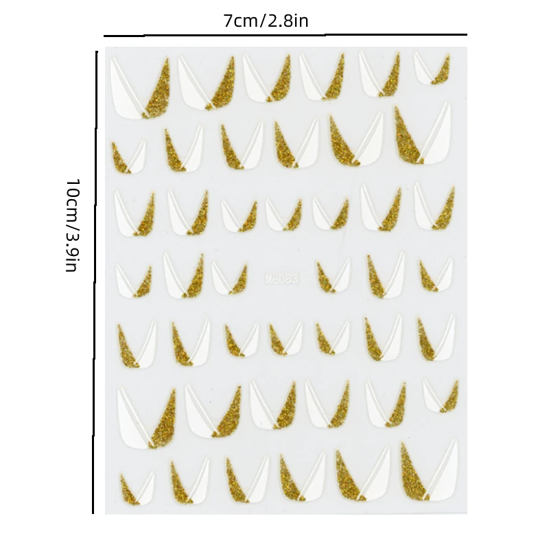 French Tips Nail Stickers 3D Shiny Glitter Silver White Sliders Decals Nail Art Decorations Adhesive Foils Manicure T