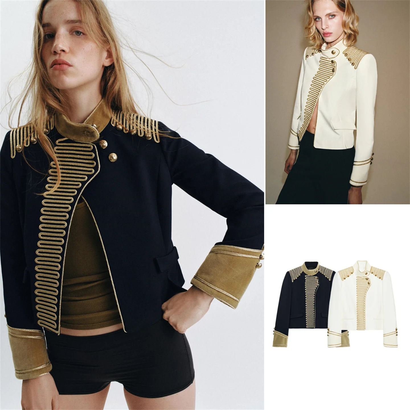Women's Long Sleeve Stand Collar Jacket Color Block Design Casual Style New Autumn Collection Button Closure Straight Cut Coat