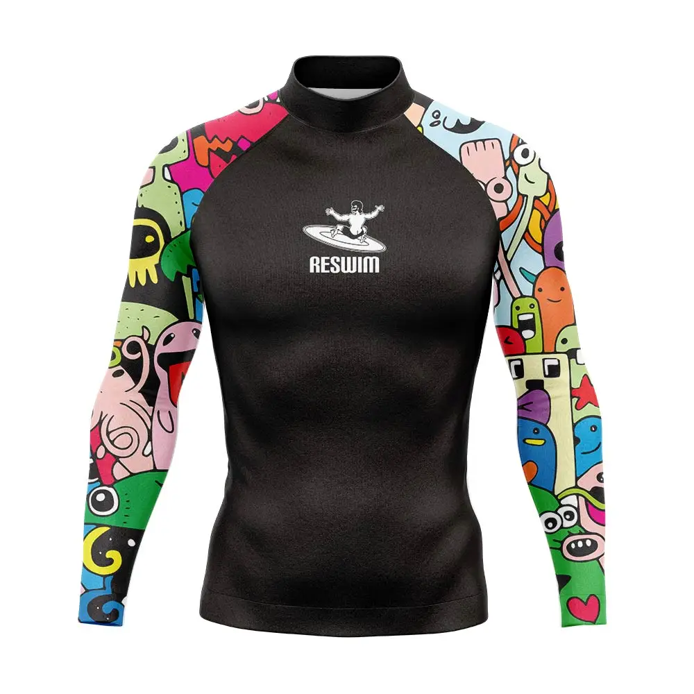 

2024 Men's Rash Guards UV Protection Swimwear Long Sleeve Swim Surfing Diving T-Shirts Swimming Tight Suit Rashguard Gym Clothes