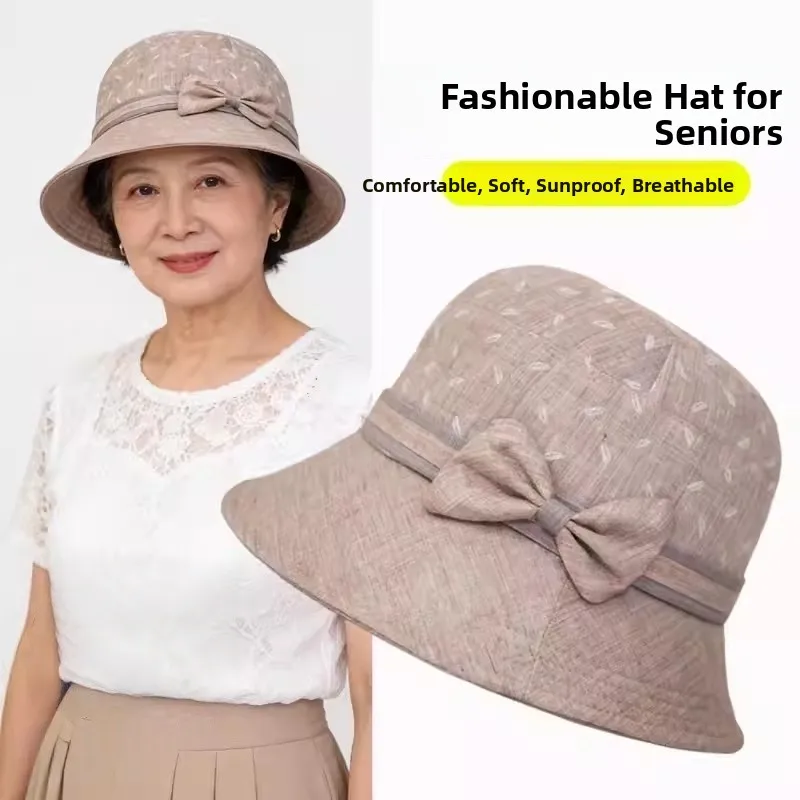 Women's Spring Autumn Thin Fisherman Hat Sunshade Cap Grandmother Middle Aged And Elderly Cloth Cap Foldable No Adjustable