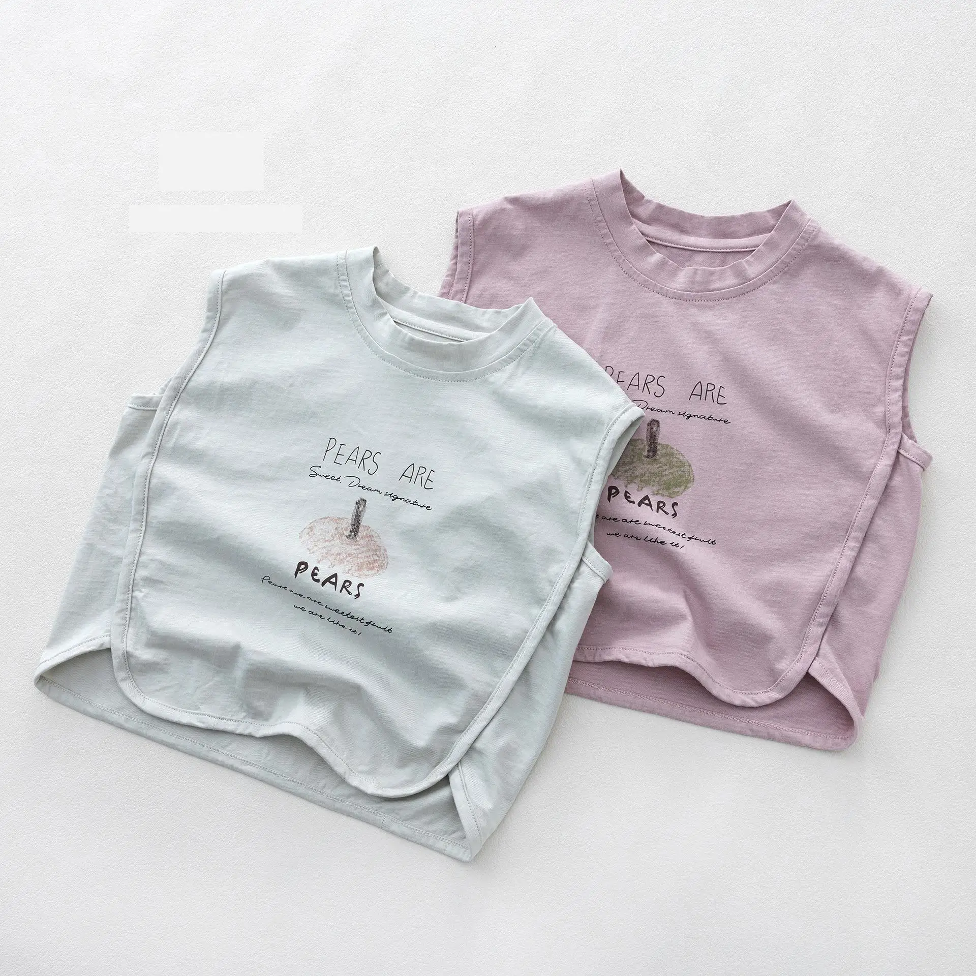 

2026 Summer New Boys Girls Cotton Loose Vest Children Sleeveless Casual T Shirts Letter Print Baby Cotton Breathable Tops