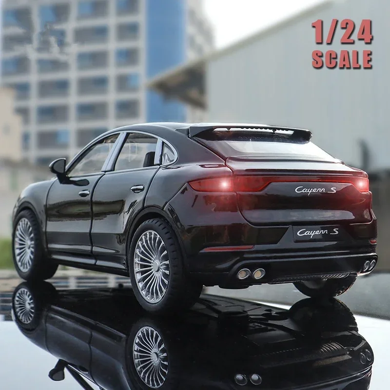 Модель автомобиля в масштабе 1:24 Porsche Cayenne S Turbo SUV из сплава, металлическая Игрушечная модель автомобиля, имитация звука, Женская коллекция, подарок для детей