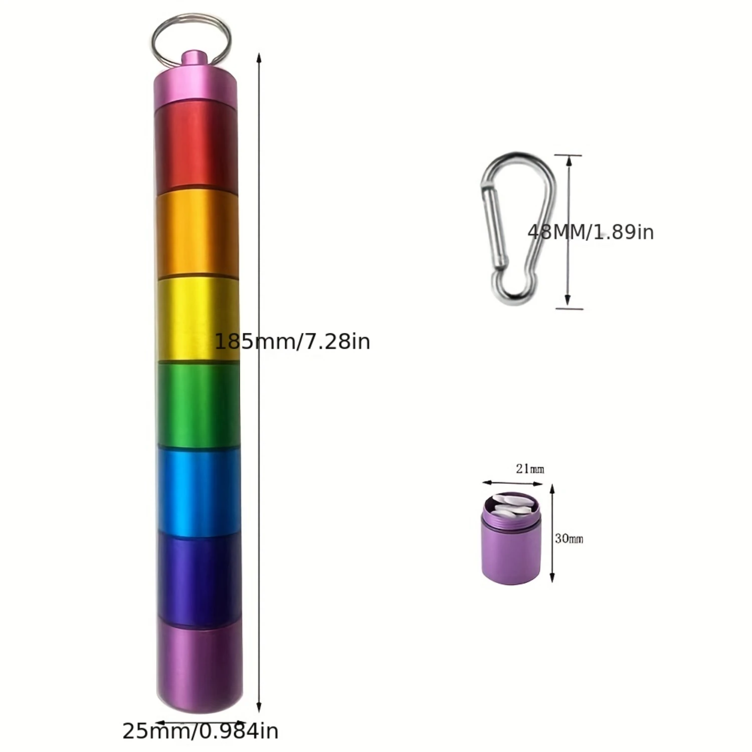 1 шт. коробка для таблеток, портативная герметичная металлическая аптечка, может быть разделена на неделю, цветной влагостойкий брелок из алюминиевого сплава