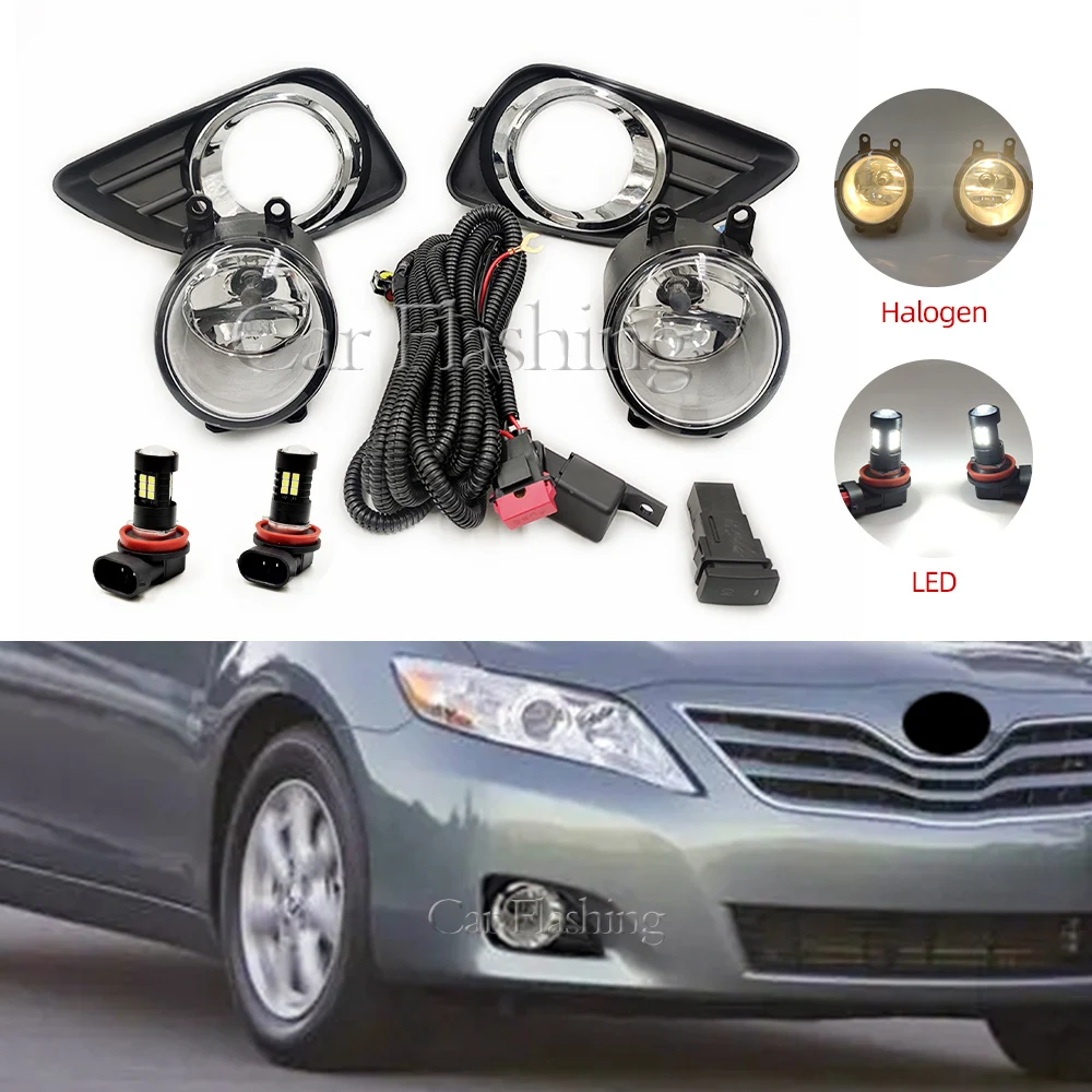 

Car halogen Front Fog Light Grille Foglamps Cover Trim Facelift Accessories For Toyota Camry ACV40 XV40 2010 2011 LED foglight