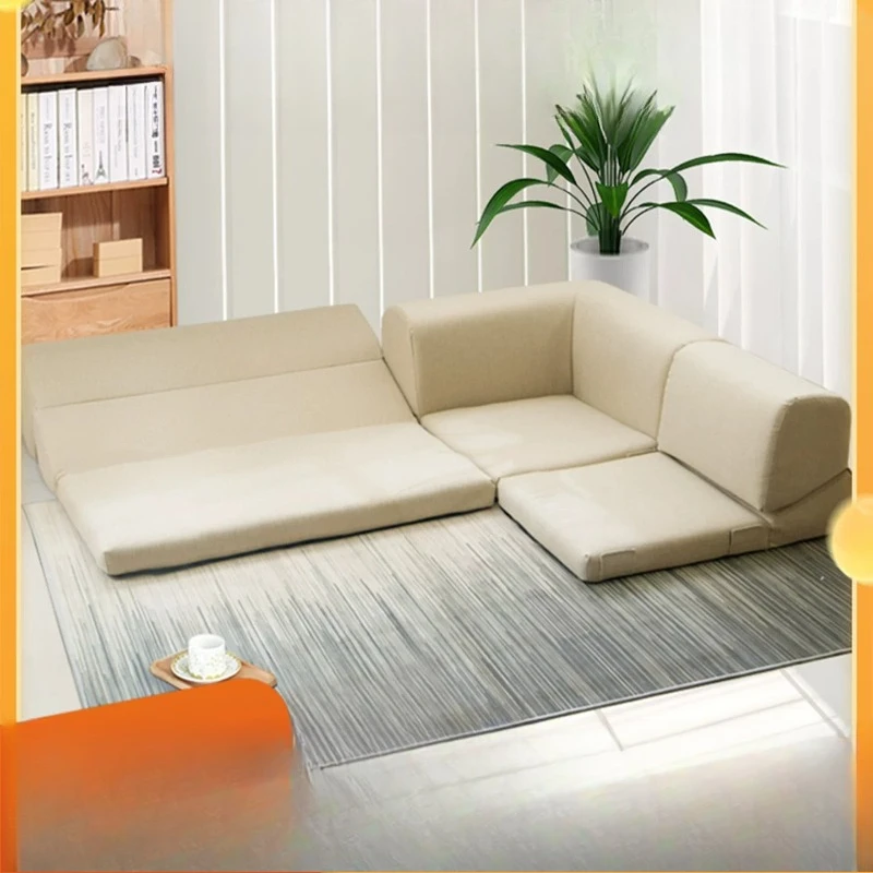 Japanese-style sofa lazy sitting on the floor, living room bay window, double three-person floor-to-ceiling board, seat cushions