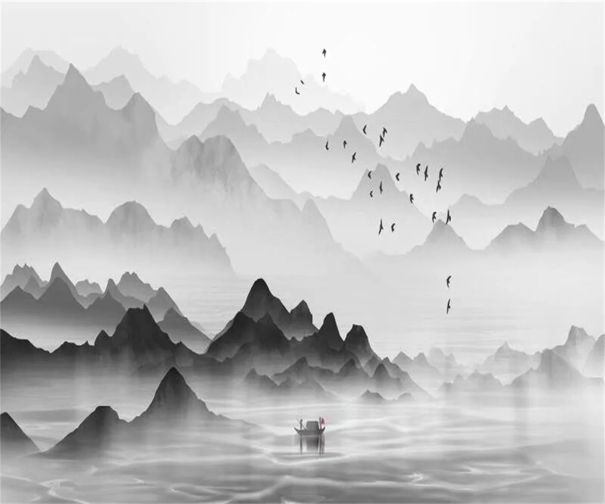 Custom wallpaper modernChinese ink landscape painting home decoration background wall 3d wallpaper murals stickers