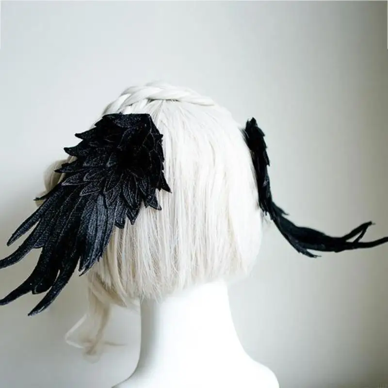 31BF Barrette Angel Wing Tóc kẹp tóc thiên thần tóc cô gái gothic clip cosplay phụ kiện mũ trùm đầu Halloween Halloween