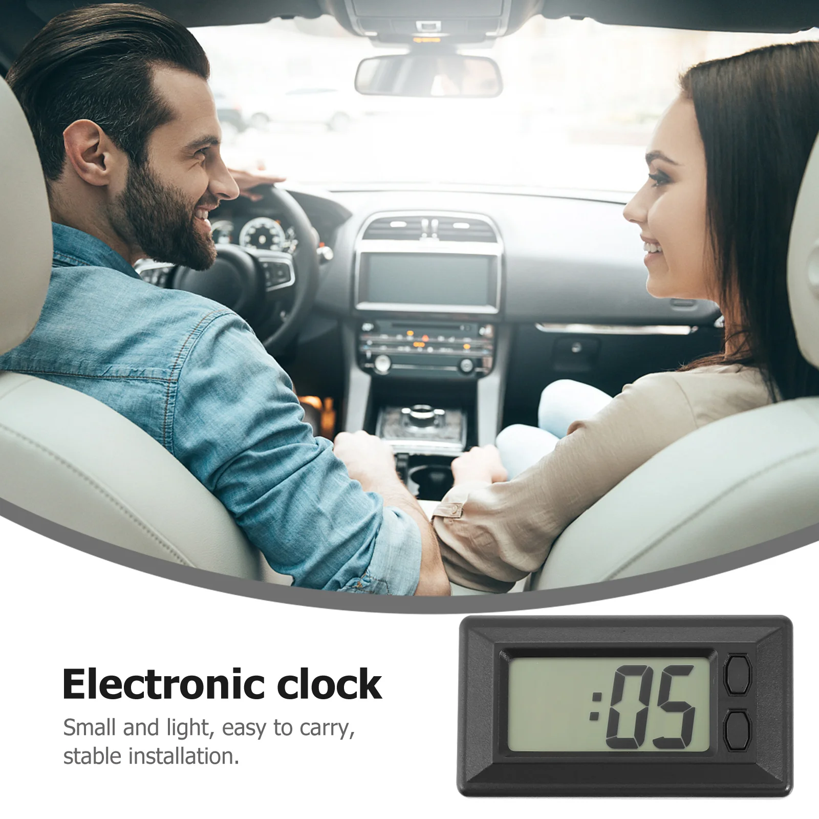 

2pcs Electronic Car Dashboard Calendar Desktop Desktop Office Simple Plastic Date Time Car Electronic Clock Clock