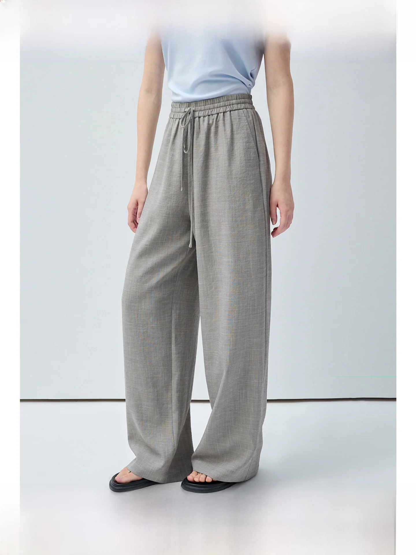 

High Waist Wide Leg Pants Drawstring Casual Commute plus Size Women's Loose Fit Trousers Slimming Drapey Summer Pants