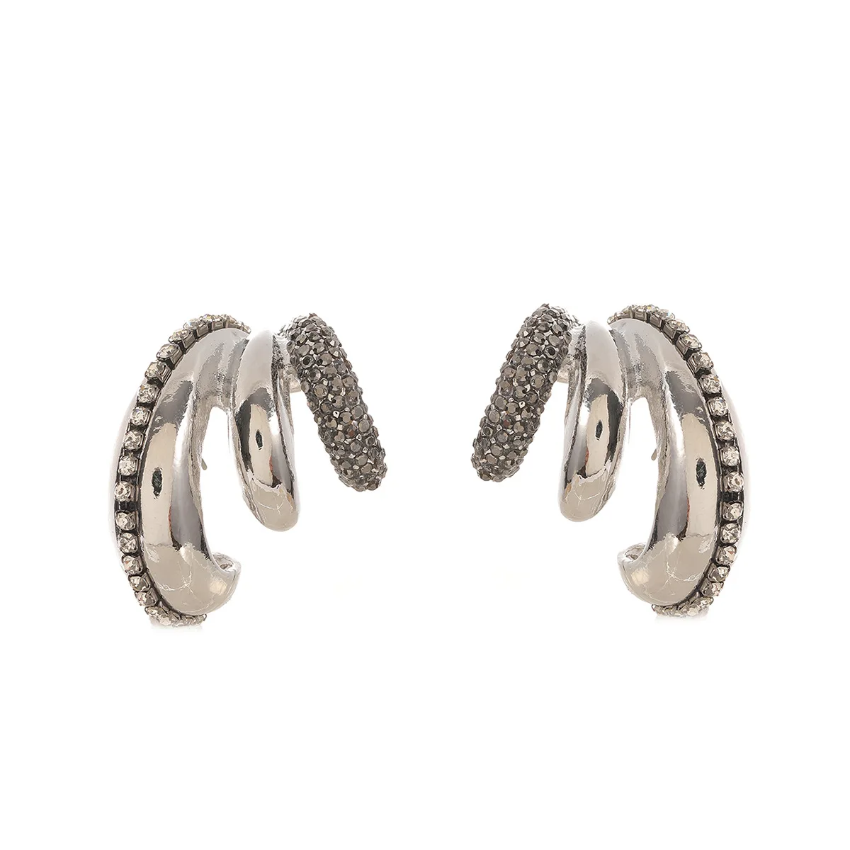 ZA exaggerated curved full diamond multi-layer beach vacation wind summer fashion earrings niche design earrings - view 4