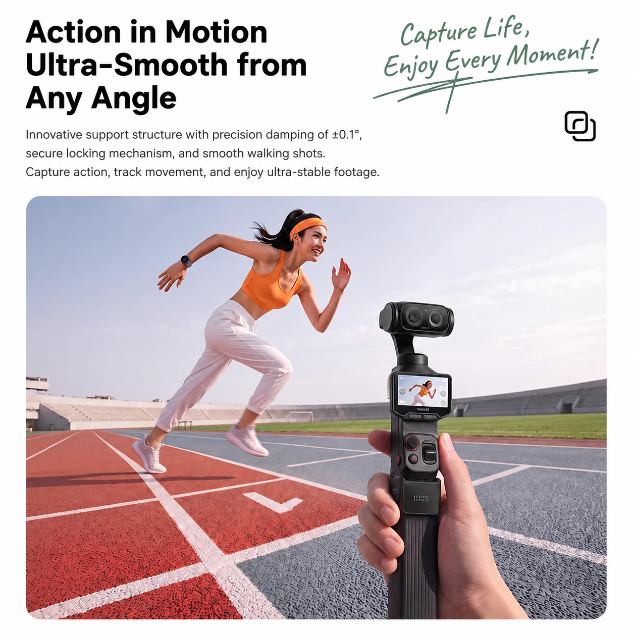 NOHON Portable Battery Handle Compatible with Insta360 Luna Pocket Camera 22.5W Fast Charge Type-C Power Grip Vlog Accessory