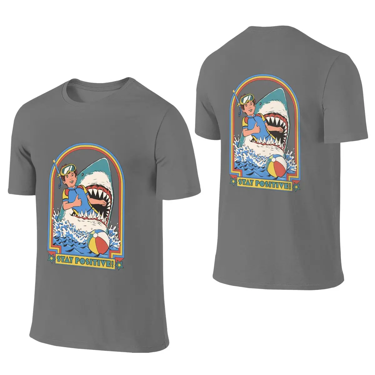 Stay Positive Vintage Reversible T-shirt Light Minimalism Print Does Not Fade Basic Tee