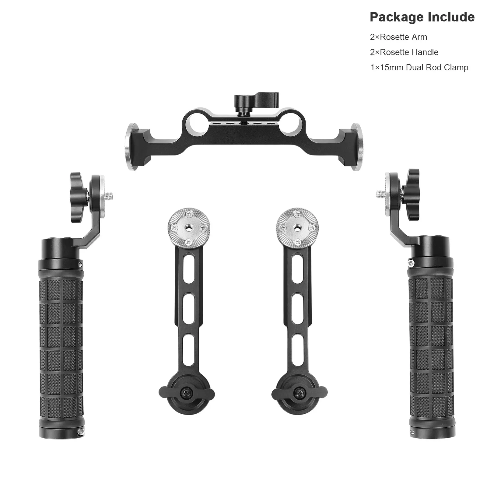 CAMVATE Adjustable ARRI Rosette Hand Grip Rubber-covered With Extension Arm & 15mm Railblock Rod Adapter For Camera Shoulder Rig