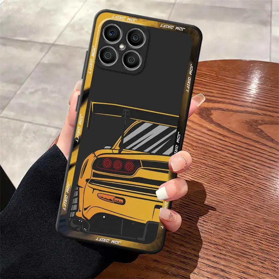 Японский чехол JDM Drift Car для Honor X9a Magic5Lite 200 400 Lite X8 70 X5b X6 90 8X X7 Черный мягкий чехол для телефона