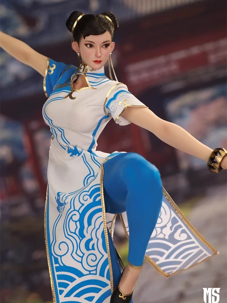 ฟิกเกอร์ STAR MAN MS-011 ขนาด 1/6 ชุนลี่ ชุดผ้าลายเมฆสีฟ้าขาว ดีไซน์ชุดกี่เพ้า ขนาด 12 นิ้ว โมเดลนักรบหญิง