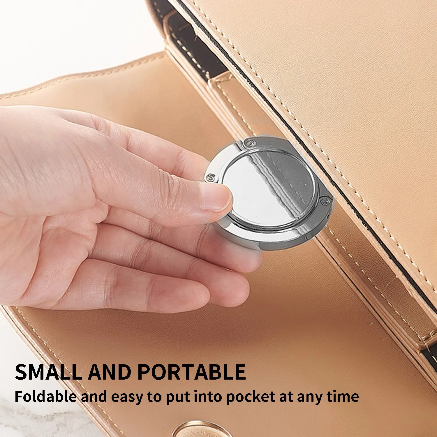 Portable Folding Bag Hanger Handbag Hook Holder Table Hook Crystal Alloy Purse Bag Holder Circle Shape Bag Accessories