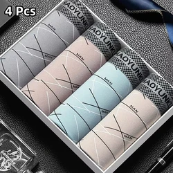 4Pcs/Lot Large Size L-4XL Men's Panties Fashion Seamless Boxers Male Printed Underpants Breathable Pack BoxerShorts Underwear