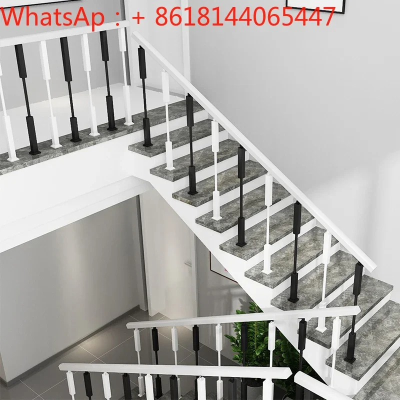 Simple modern staircase handrail guardrail indoor protection solid wood railing wrought iron fence home loft villa