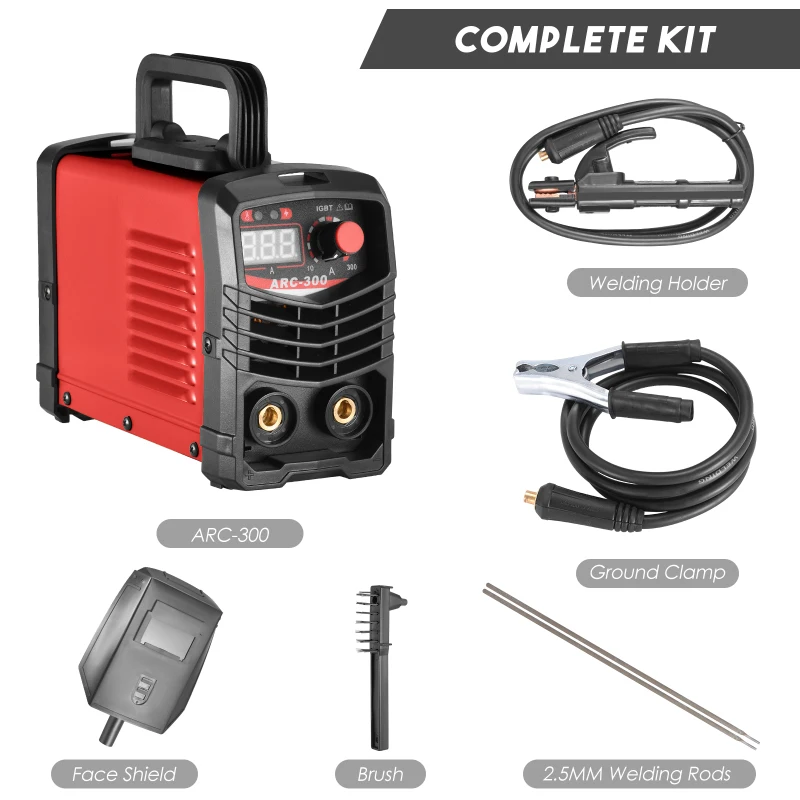 220V/110V US Plug ARC MMA-300 Amp Welder IGBT Electric LCD Welder Inverter Portable Welder with Electrode Holder