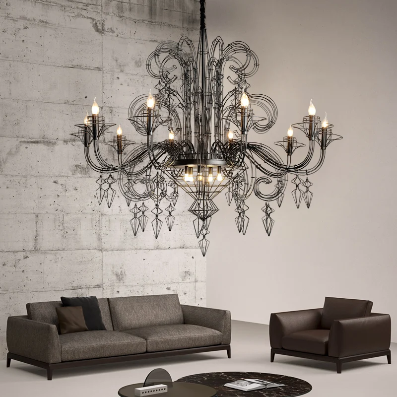 Baroque LED Candle Ceiling Chandelier for Dining Living Room Bedroom Foyer Pendant Light Villa Staircas Luminaire Lighting Lamps