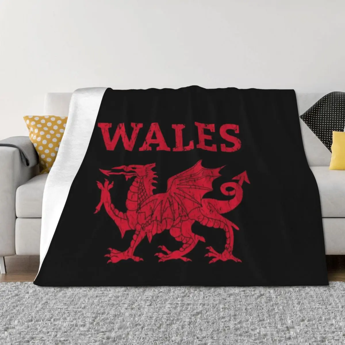 

Wales Red Dragon Throw Blanket bed plaid Shaggy Thins heavy to sleep Blankets