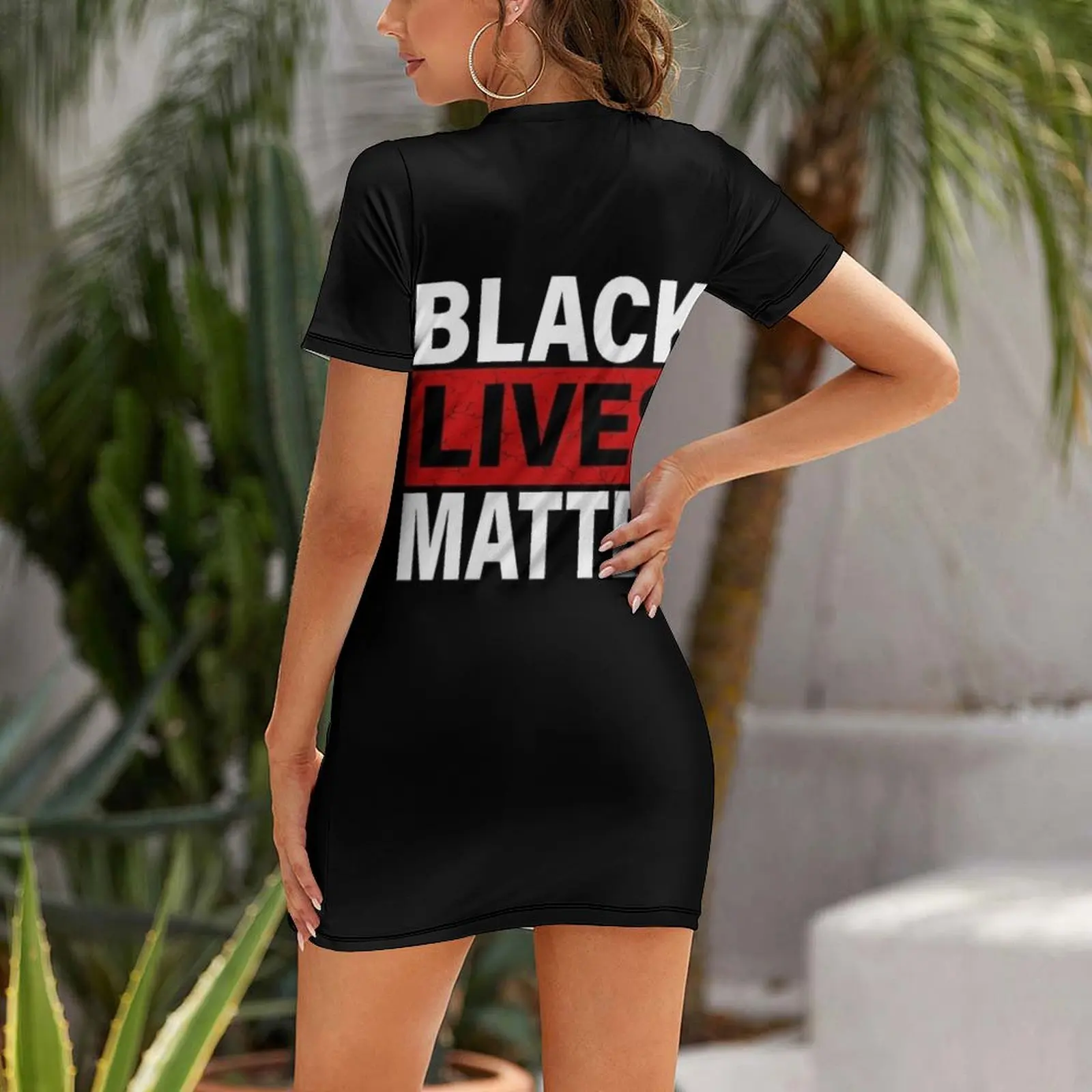 เสื้อยืด Black Lives Matter พร้อมชื่อเหยื่อ - BLM ชุดเดรสแขนสั้น ชุดเดรสหญิง