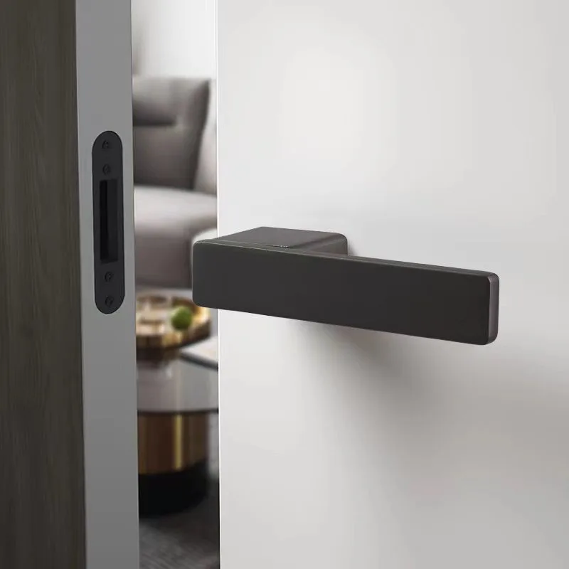 

Interior Door Lock Set, Door Accessories Hardware for Bedroom Doors, Gray Black Lever Lock, Magnetic Silent Door Handle Lock