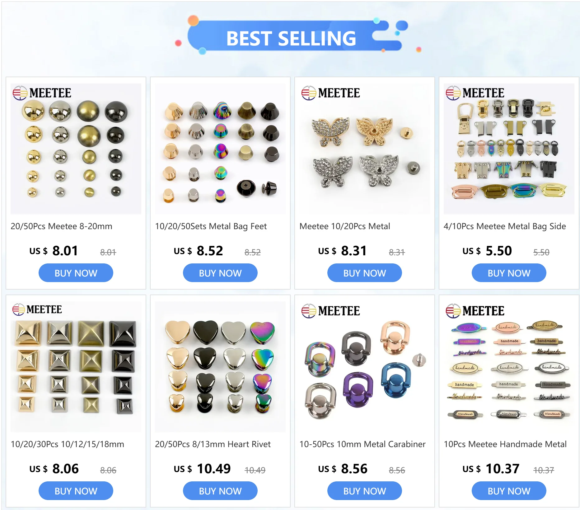 20/50pcs meetee 8-20mm Mashroom Kopf Niet Schrauben taschen Hardware Handtasche Nieten Knopf Nagel Spikes Metalls chn allen DIY Leder Handwerk – Detail 1