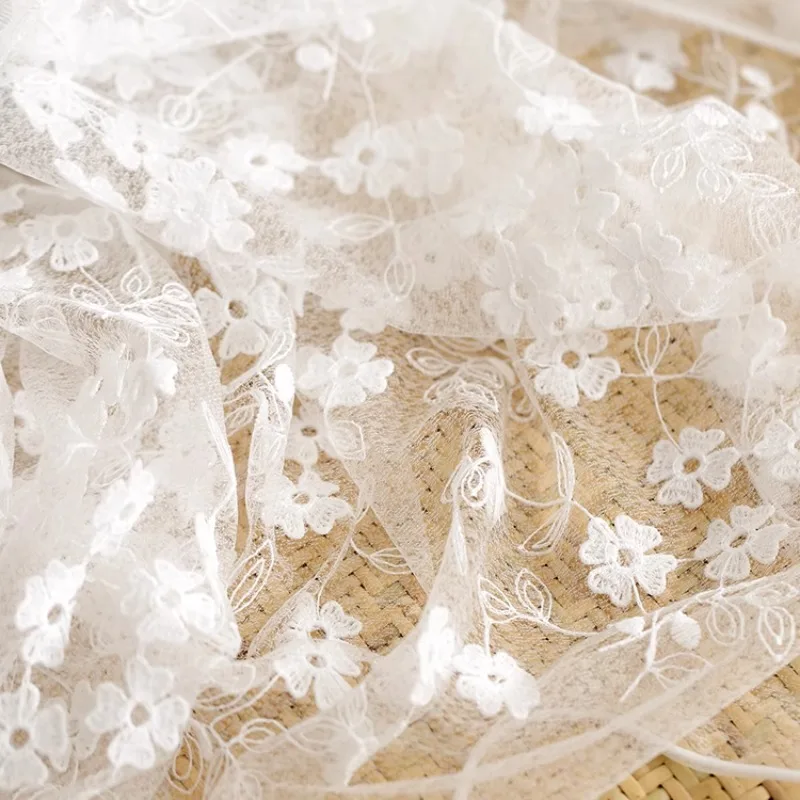 

3D вышитая мягкая кружевная тюлевая ткань, нежный материал, платья ханьфу в стиле Лолиты, кукольная одежда, модный текстиль, швейные аксессуары