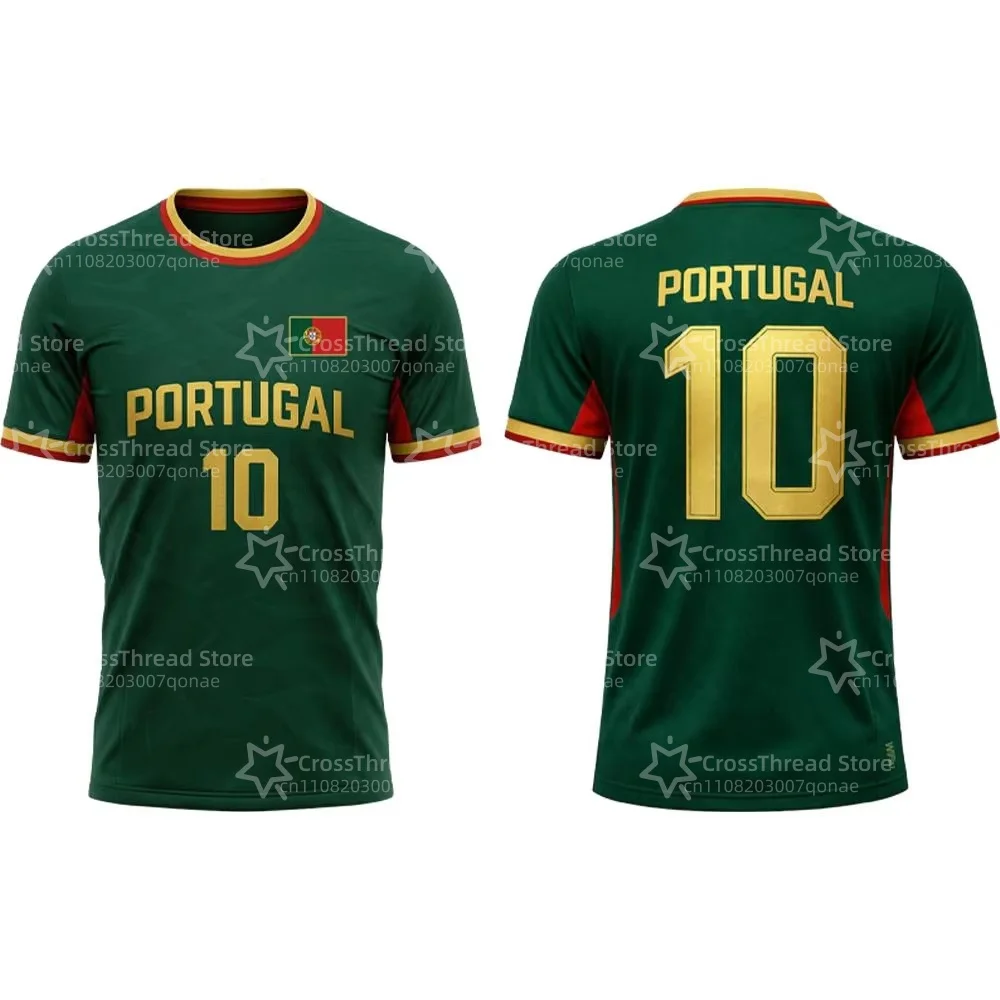 Portugal Flag Print T-shirt Summer Football Training Uniform Men's And Women's Outdoor Breathable Quick-Drying Jersey Gift Top