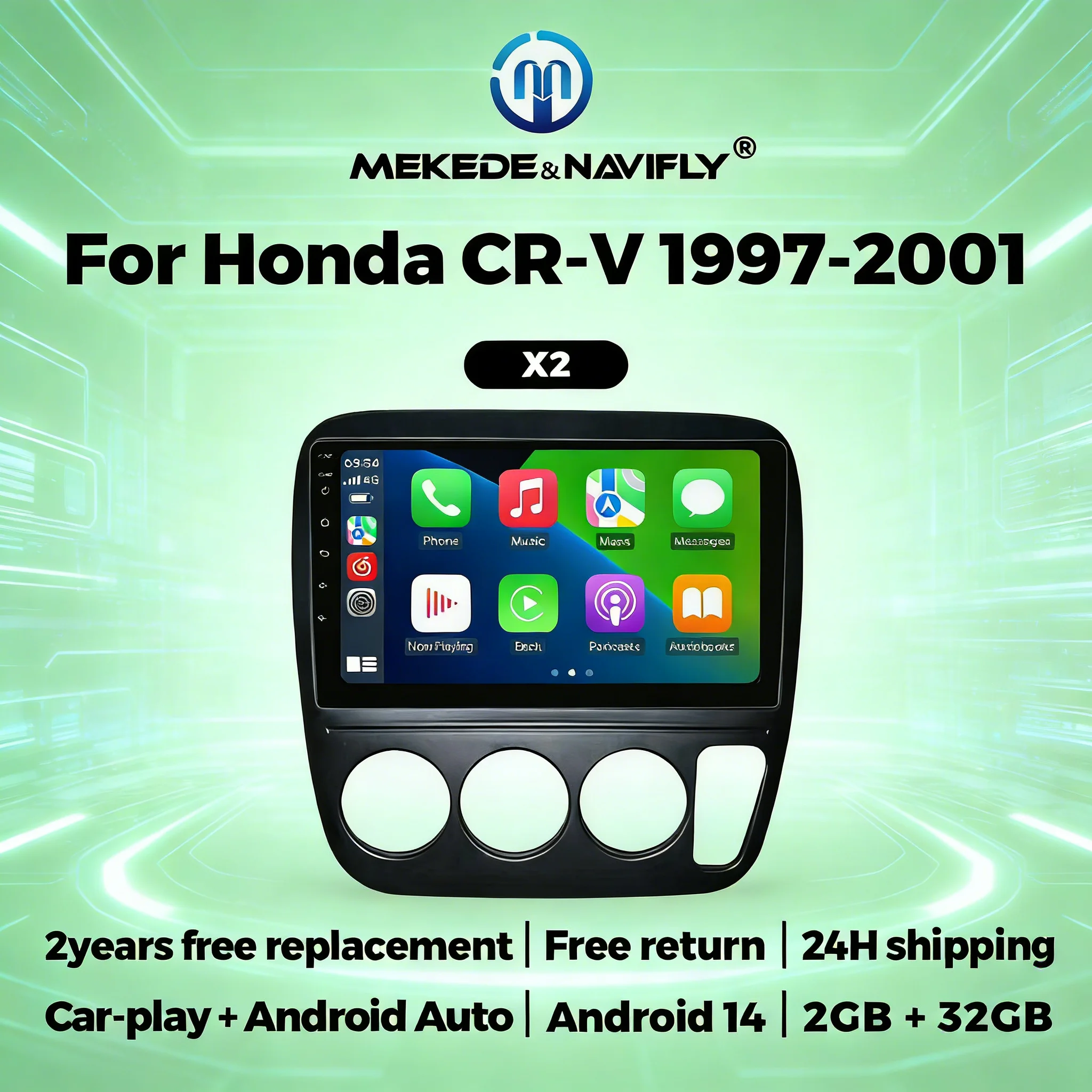 

9 Inch Wireless Carplay Android Auto For Honda CRV CR-V 1997-2001 Car Radio Multimedia Player Head Unit Stereo BT Navigation GPS