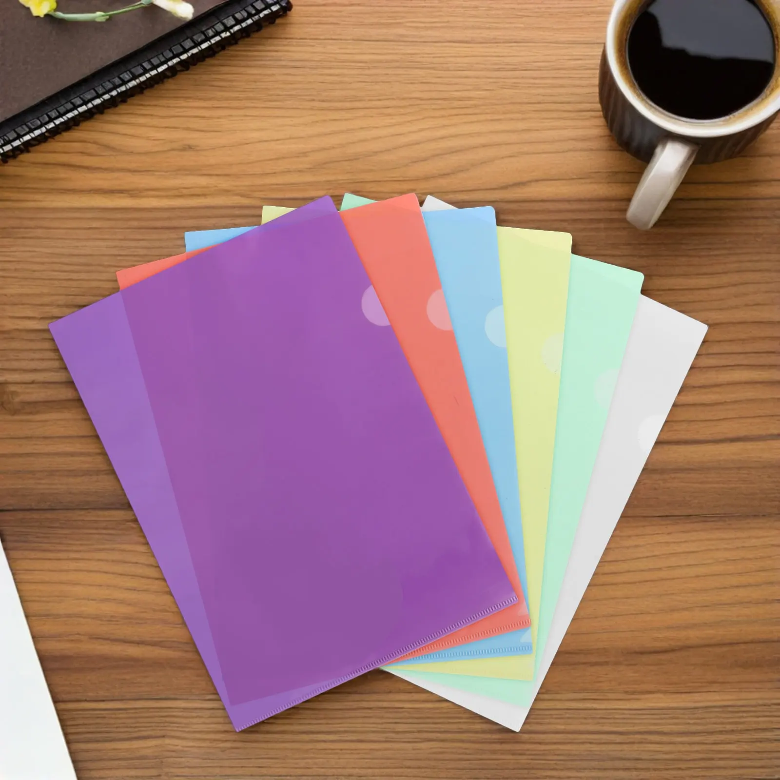 24Pcs Waterproof Document Folder Colored Plastic A4 Paper Holders File Pockets Transparent Plastic Sleeve Organizer Office