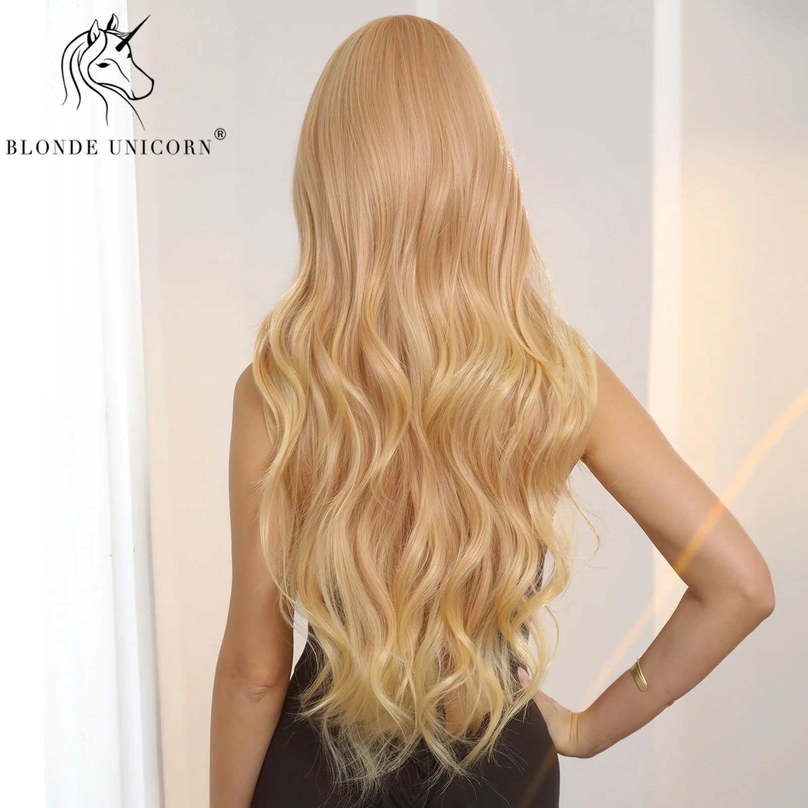 13x6 Lace Front Wig Blonde Wave Synthetic Wigs for Women Daily Party Cosplay Use Heat Resistant Fiber Hair