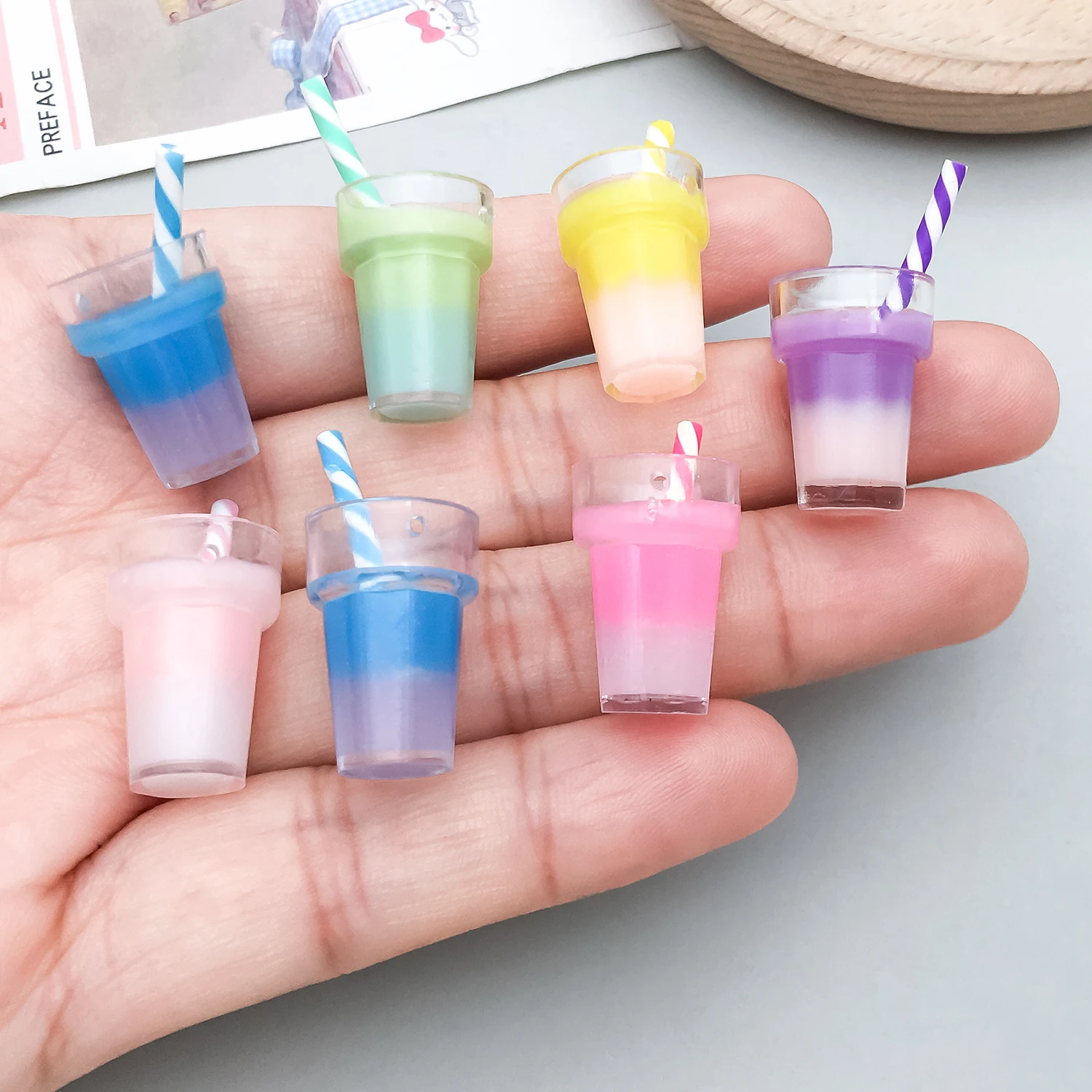 Resin Milkshake Cup Charms for DIY Keychain & Earrings