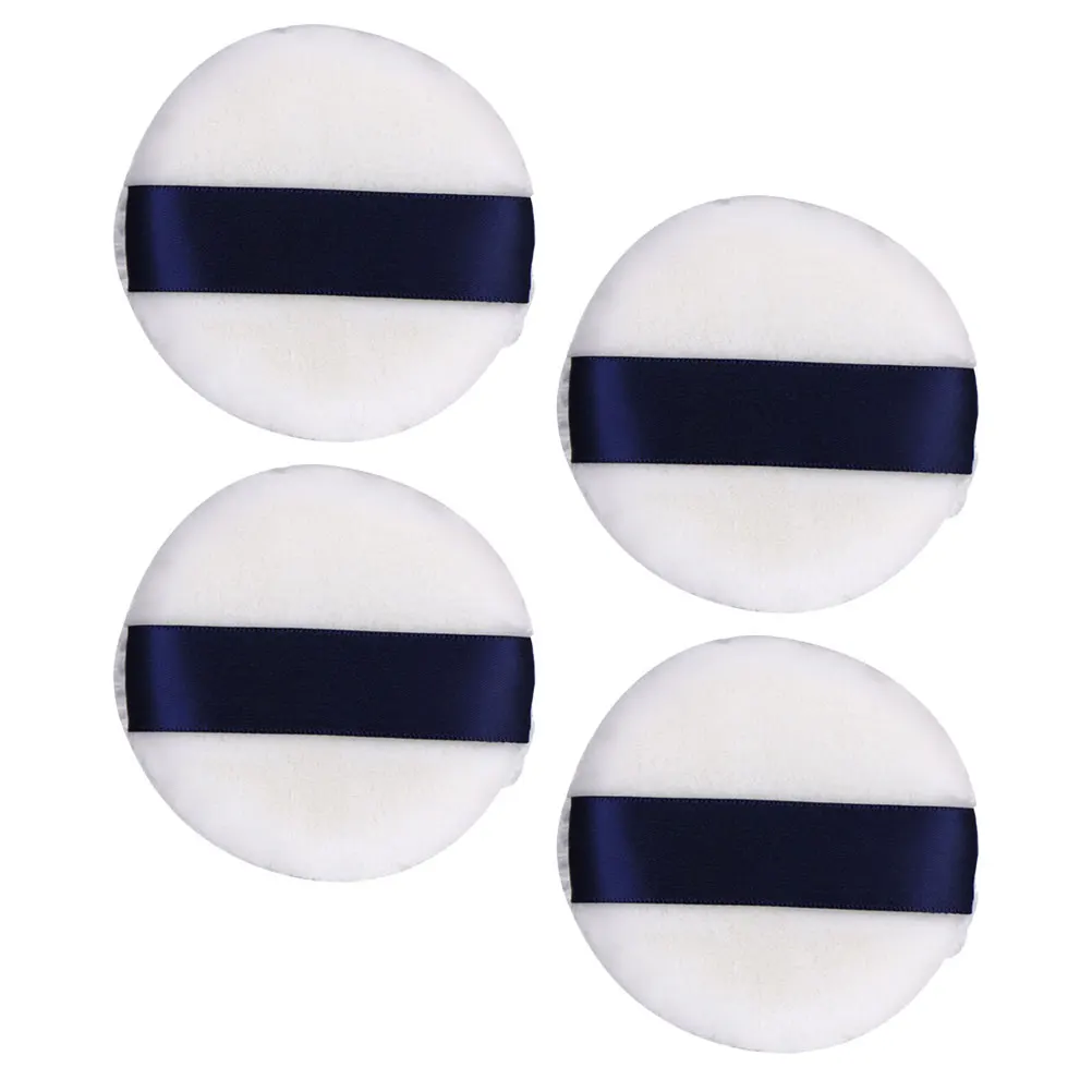 

4pcs Powder Puff Round Flocked Makeup Tool Loose Cosmetics Sponge Soft Reusable Washable Breathable Compact