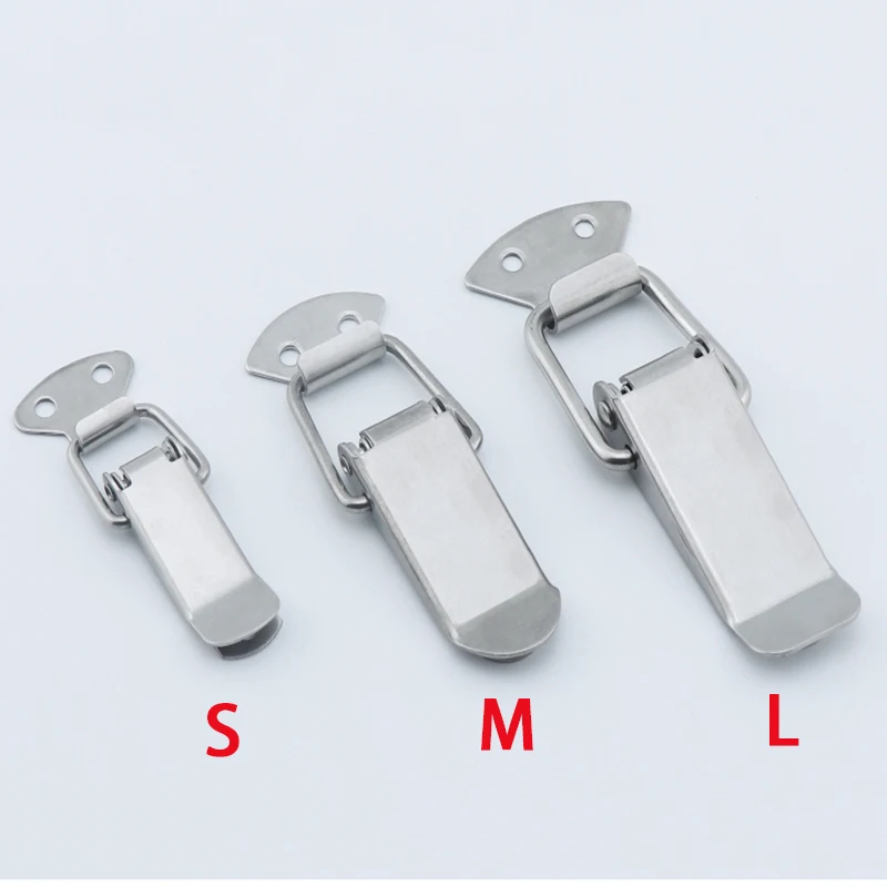 

1Pcs Stainless Steel Buckle Lock 90 Degree Duckbill Hook Lock Metal Spring Buckle Padlock Pull Buckle Hardware Tool