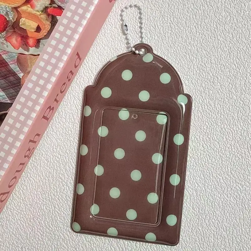 New New Cute Polka Dot Card Holder 3 Inch Photocard Card Sleeve Kpop Idol Card Holder Backpack Accessories Pendant Keychain Fans