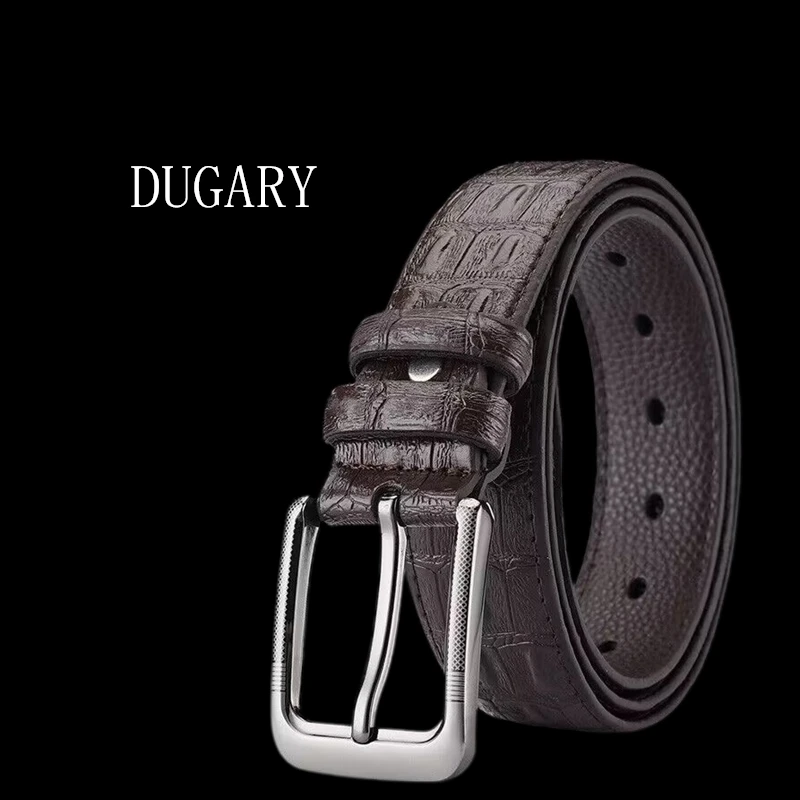 DUGARY Men vintage Leather Belt Metal simplicity Business Fashion Classic brand split Cowskin Waist Strap Jeans Men Belt