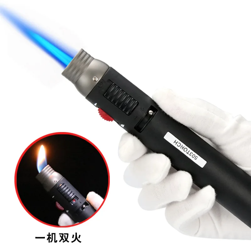 Honest Turbo Dual Jet Butane Lighter Windproof Blue Flame Metal Torch for Cigar Welding Tactical Outdoor Multi-Purpose Survival