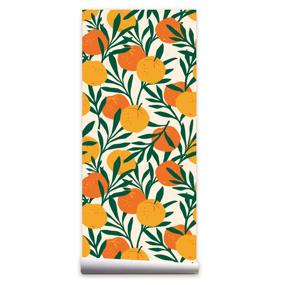 Orange Peel and Stick Wallpaper Kitchen Fruit Vinyl Self Adhesive Wallpaper  Boho Backsplash Bathroom Contact Paper for Kids