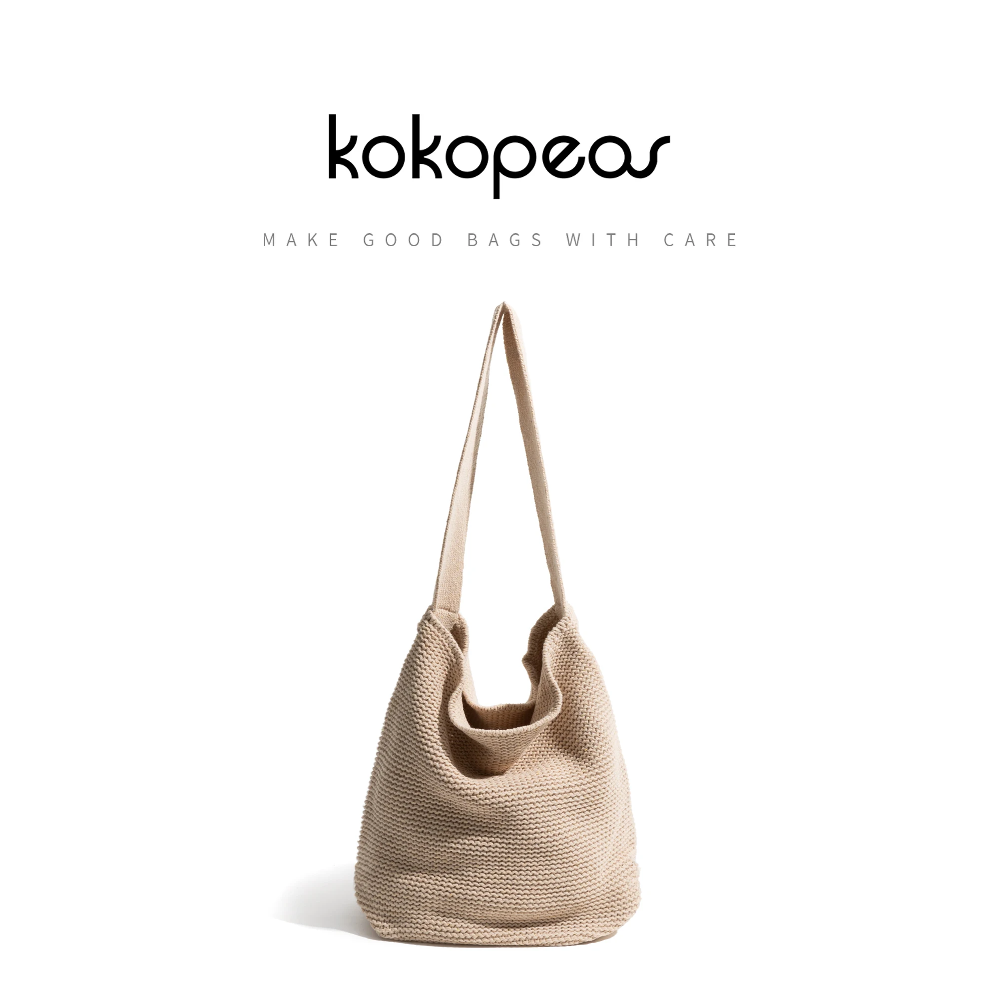 KOKOPEAS estetyczna crossbody Khaki portmonetka prosta solidna kolorowa bawełniana damska torba szydełkowa plażowa posłaniec Hobo plecak podróżny