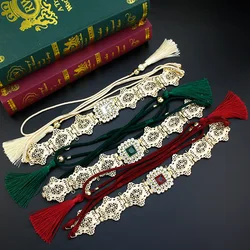 Sunspicems Gold Color Women Tassels Belt Morocco Hand Rope Waist Chain Arabic Crystal Bride Dress Belt