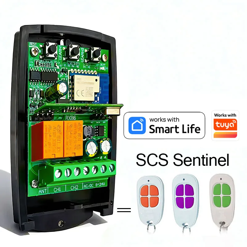 

Work With TUYA WIFI 433MHz SCS SENTINEL Garage Door Remote Control Receiver 7V-32V 85V-250V Garage Door Opener Smart Life Switch